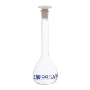 Matraz volumétrico o aforado 100 mL con tapón PE - Borosilicato  - Certif lote ISO 1042 EISCO