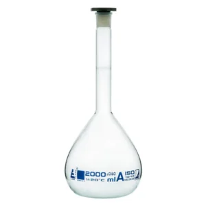 Matraz volumetrico o aforado 2000 mL con tapon PE - Borosilicato  - Certif lote ISO 1042 EISCO