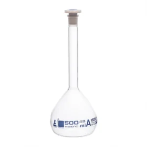 Matraz volumetrico o aforado 500 mL con tapon PE - Borosilicato  - Certif lote ISO 1042 EISCO