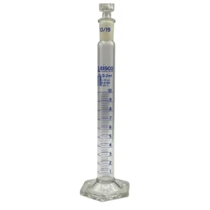 Probeta Graduada de Vidrio 10 mL - Clase A con  Tapones de vidrio y PP - Cert ISO 4788 EISCO