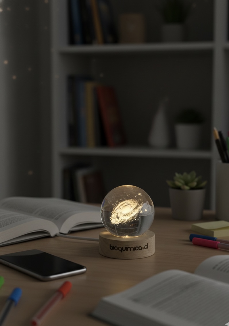 Lámpara esfera de vidrio con galaxia grabado 3D - 6 cm