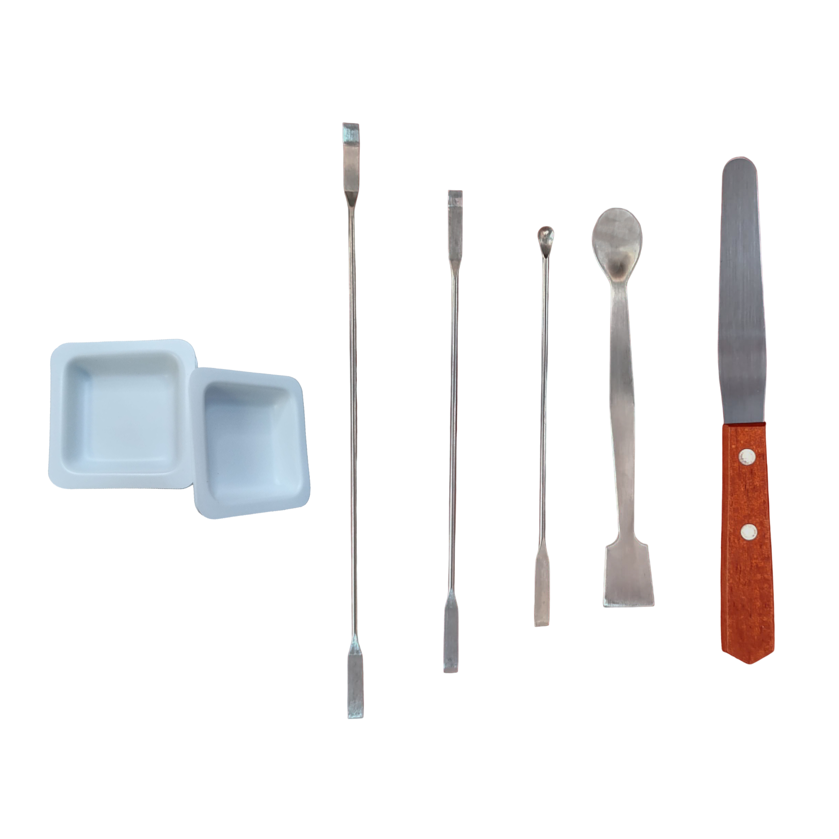 Set de 5 espátulas micro y macro + navecillas/bandejitas para pesar
