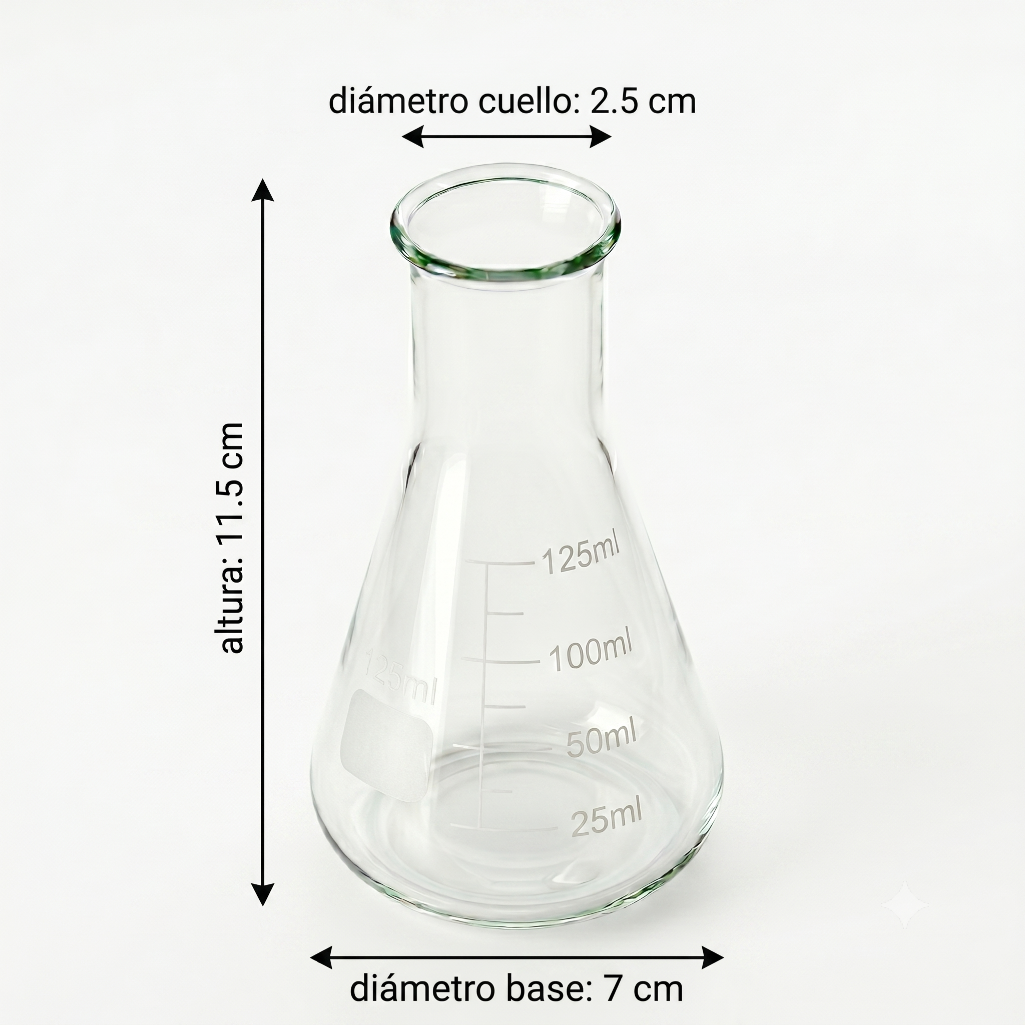 Matraz Erlenmeyer - Borosilicato - 125 mL - Imagen 2