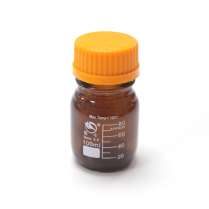 Botella Ámbar con Tapa - Borosilicato - 100 mL