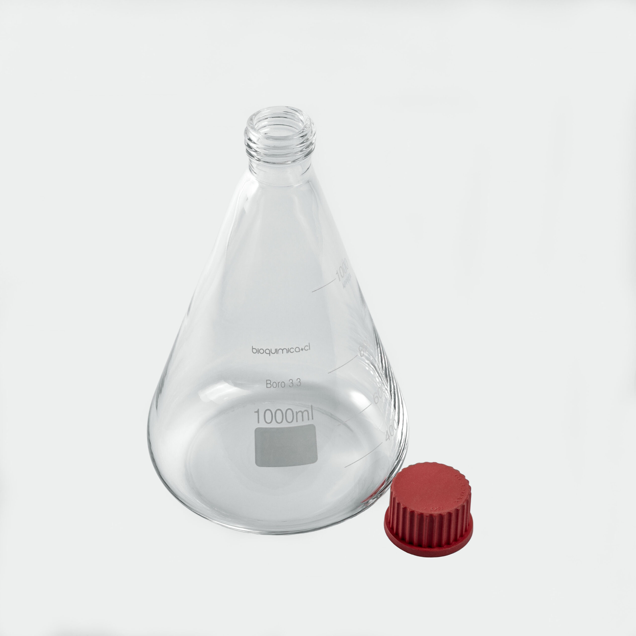 Matraz Erlenmeyer con tapa rosca - Borosilicato - 1 Litro - Imagen 2