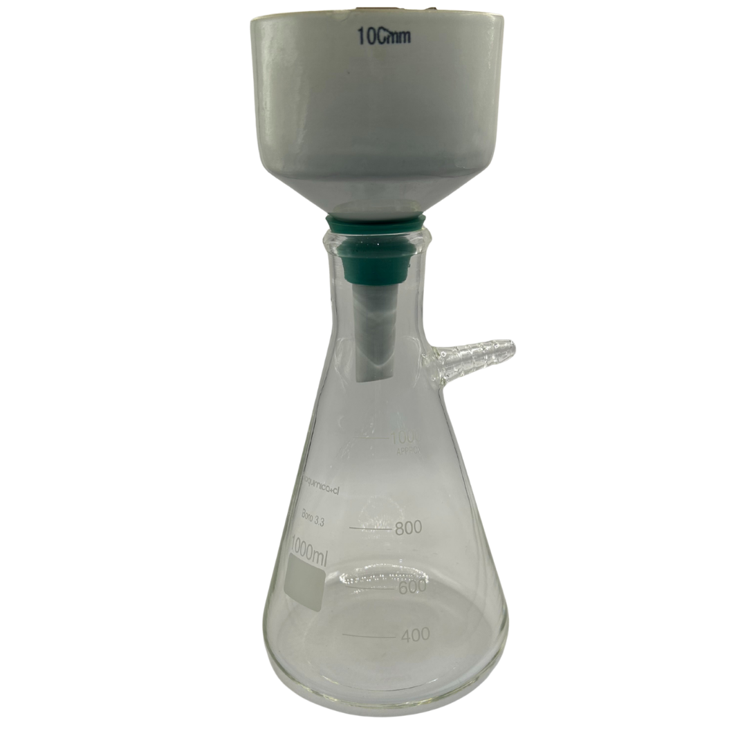 Sistema de Filtración al Vacío L – Kitasato 1000 mL + Embudo Büchner Ø 90 mm