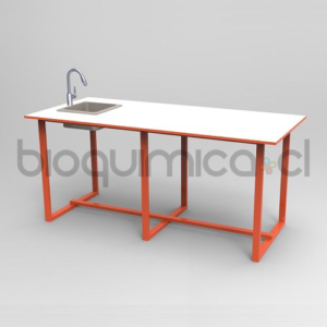 Mesón de Laboratorio de Alta Resistencia con Lavabo Triple Configuración - 200 x 90 x 90 cm
