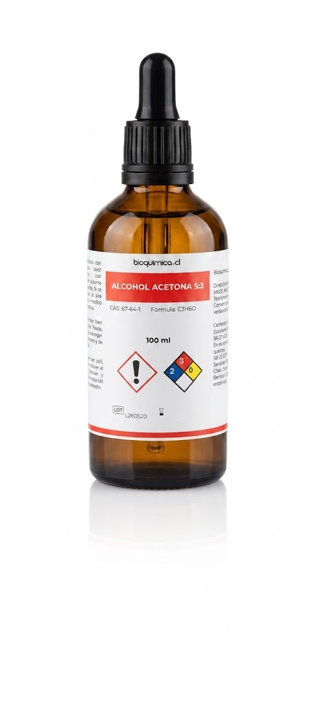 Alcohol acetona (5:3) para tinción de Gram - Gotero 100 mL