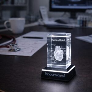 Lámpara Prisma de cristal con corazón grabado 3D - 8 cm