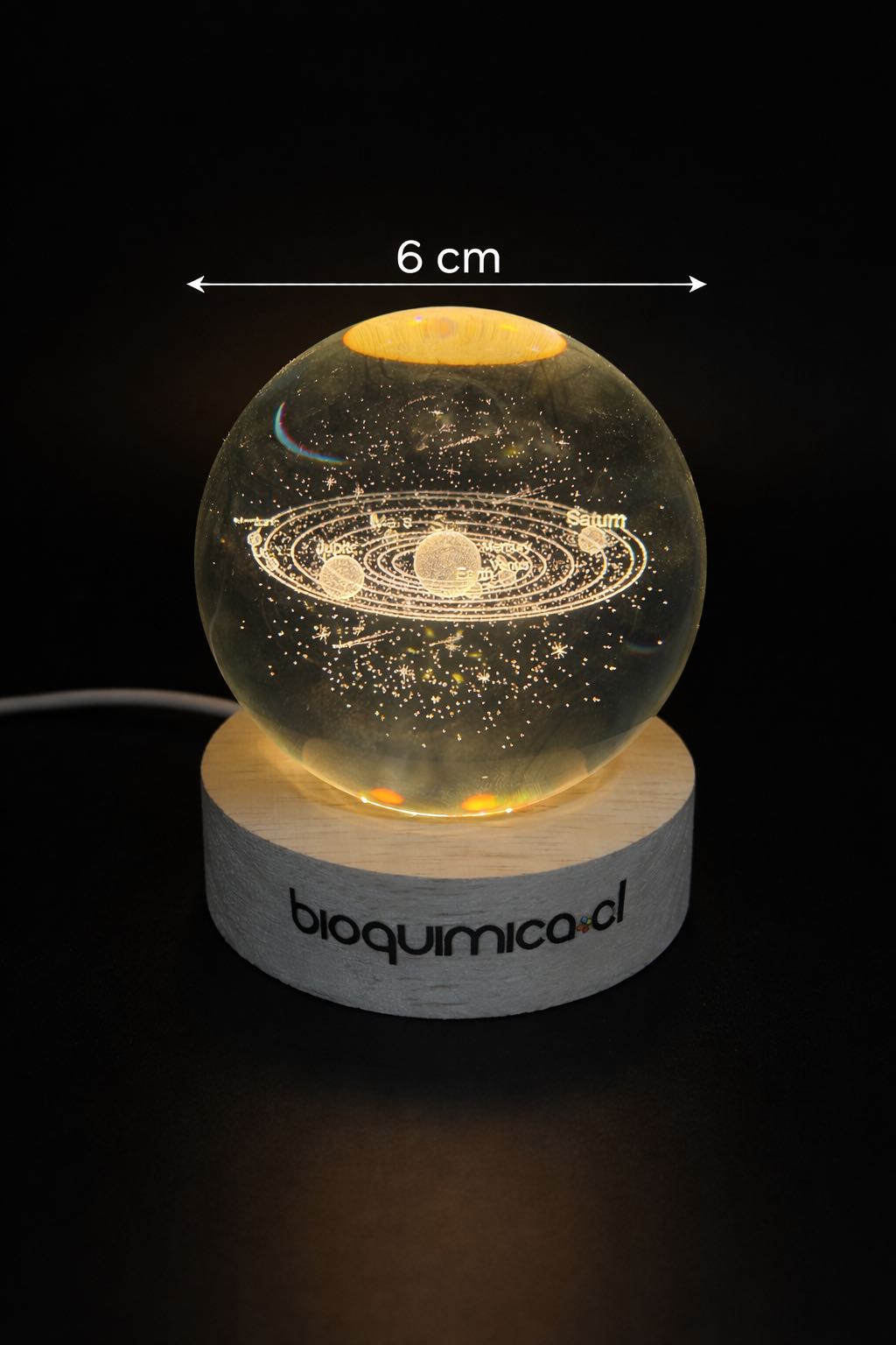 Lámpara esfera de vidrio con sistema solar grabado 3D - 6 cm - Imagen 2