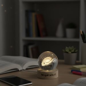 Lámpara esfera de vidrio con galaxia grabado 3D - 6 cm