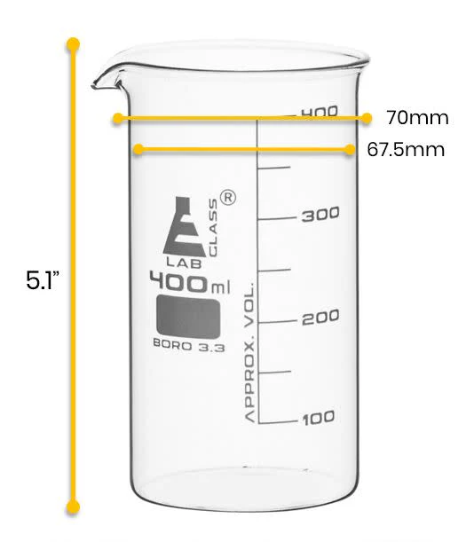 Vaso de precipitado alto Borosilicato 400 mL EISCO Certificado - Imagen 2