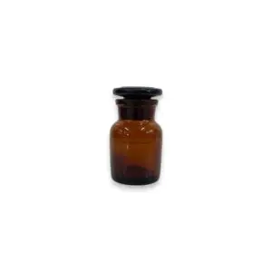 Botella Boca Ancha de Vidrio Ámbar 30 mL con Tapón de Vidrio Esmerilado