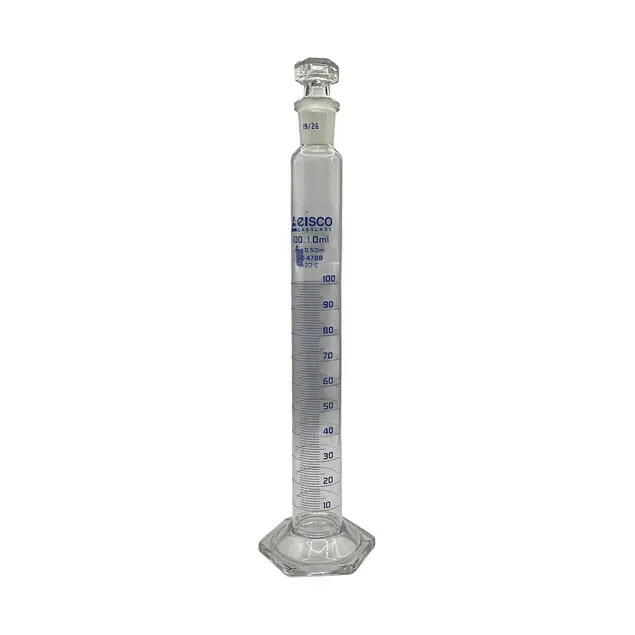 Probeta Graduada de Vidrio 100 mL - Clase A con  Tapones de vidrio y PP - Cert ISO 4788 EISCO