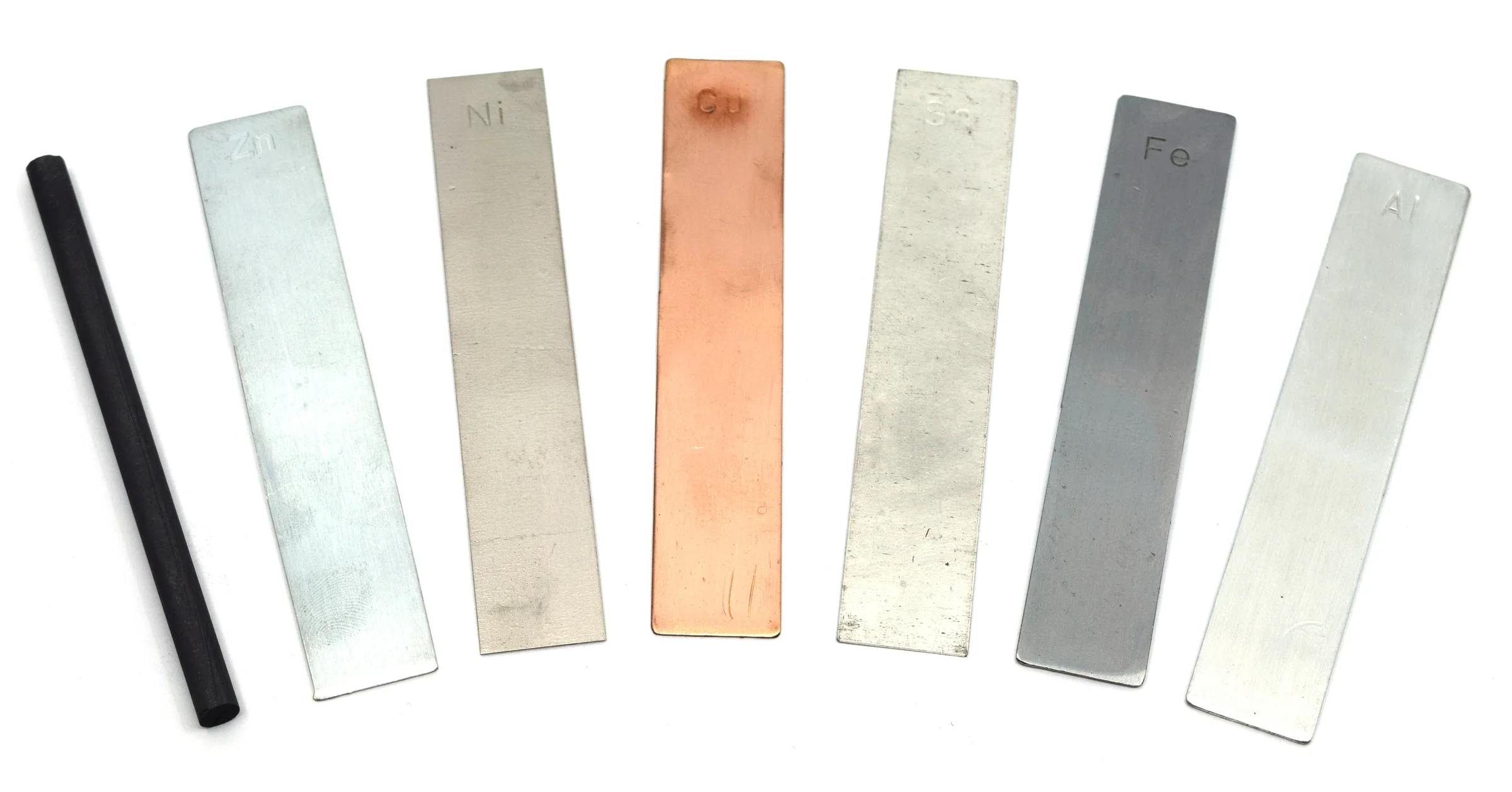 Set de Electrodos Metálicos para Electroquímica (7 Piezas) – 100x20 mm